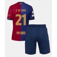 Koszulka piłkarska Barcelona Frenkie de Jong #21 Strój Domowy dla dzieci 2024-25 tanio Krótki Rękaw (+ Krótkie spodenki)